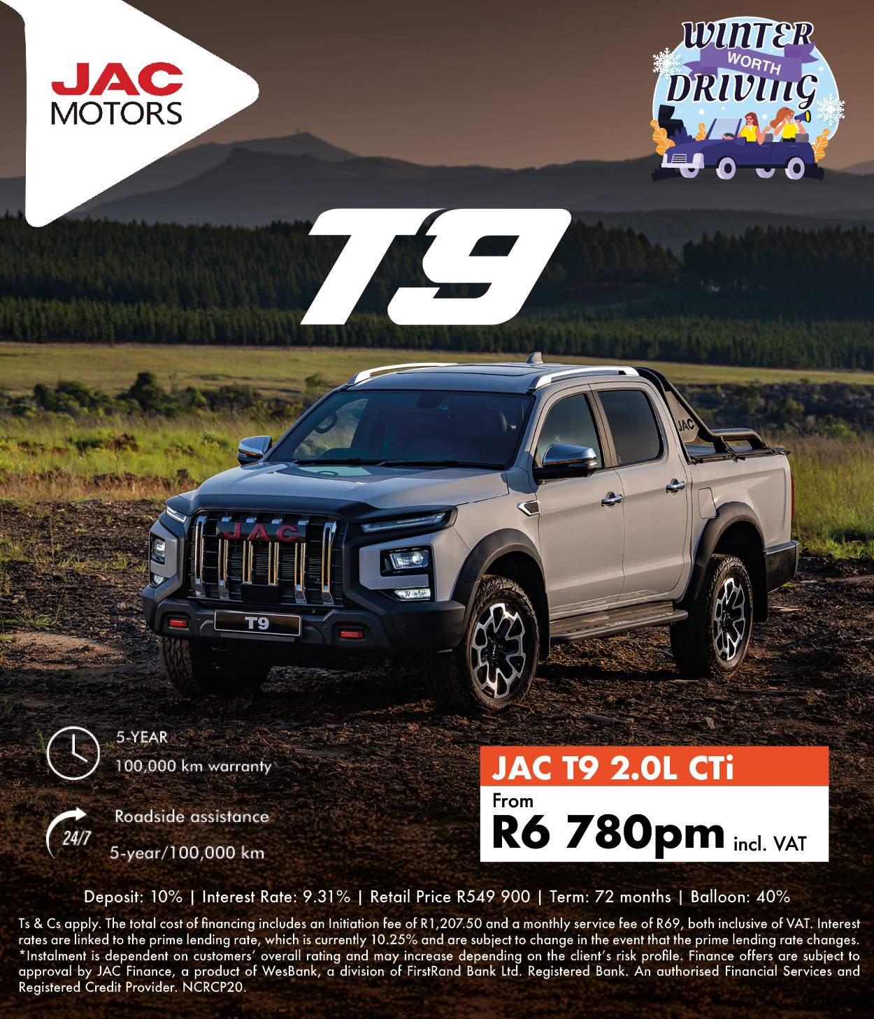 Buy the JAC T9 from only R6,780pm