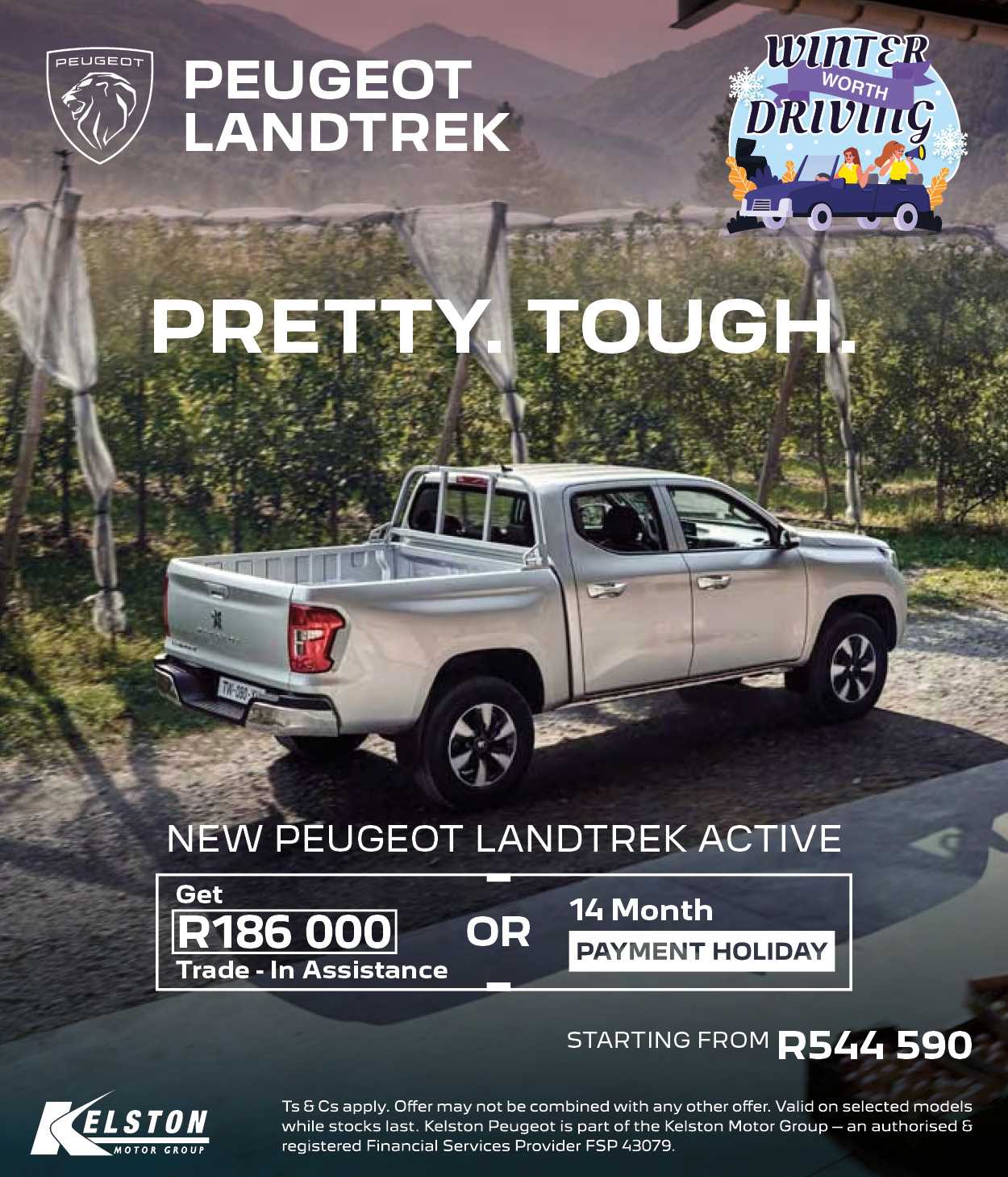 Get the Landtrek Active, now with R186,000 trade-in assistance OR with a 14 Month Payment Holiday*