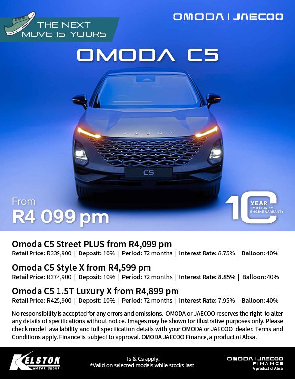 Omoda C5 Range from R4,099pm 
