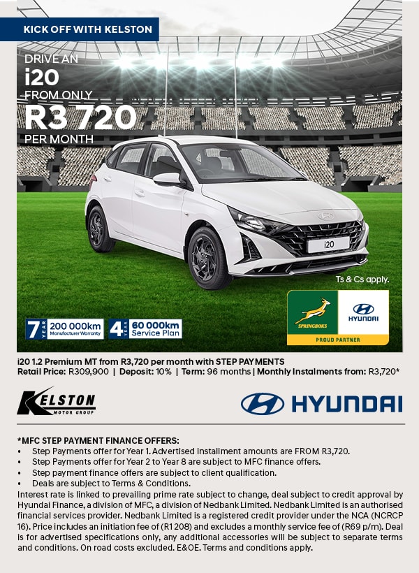 i20 1.2 Premium MT from R3,720pm with Step Payments