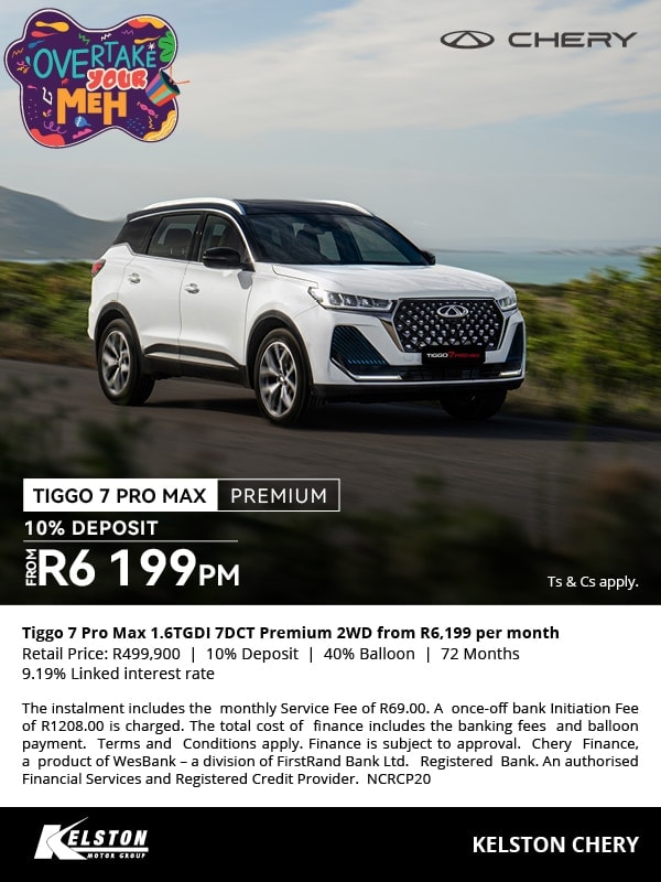 Tiggo 7 Pro Max Premium from R6,199 per month