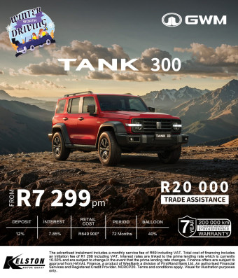 Get the GWM TANK 300 from R7,299pm with R20,000 Trade Assistance*