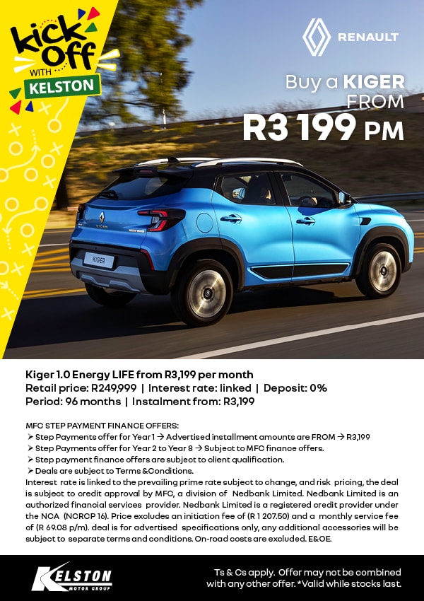 Buy a Kiger 1.0L Energy Life from R3,199pm 