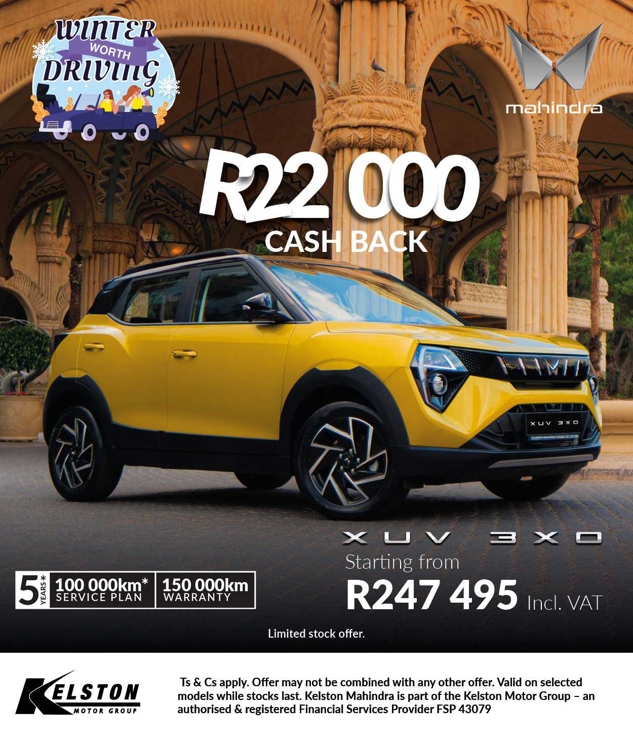 Get a R22,000 Cash Back when you buy the Mahindra XUV 3XO*