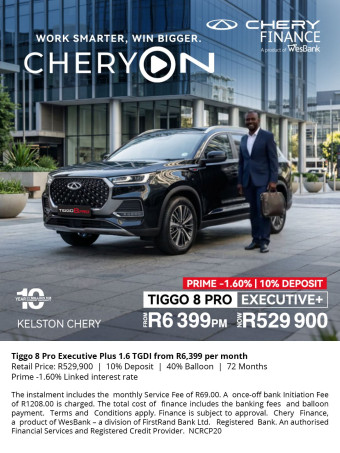 Get the Tiggo 8 Pro Executive + from R6,399pm