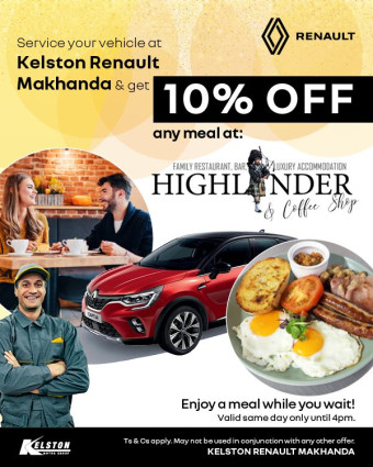 Service your vehicle and get 10% off any meal at The Highlander