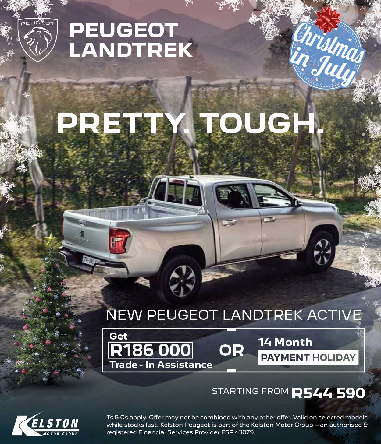 Get the Landtrek Active, now with R186,000 trade-in assistance OR with a 14 Month Payment Holiday*