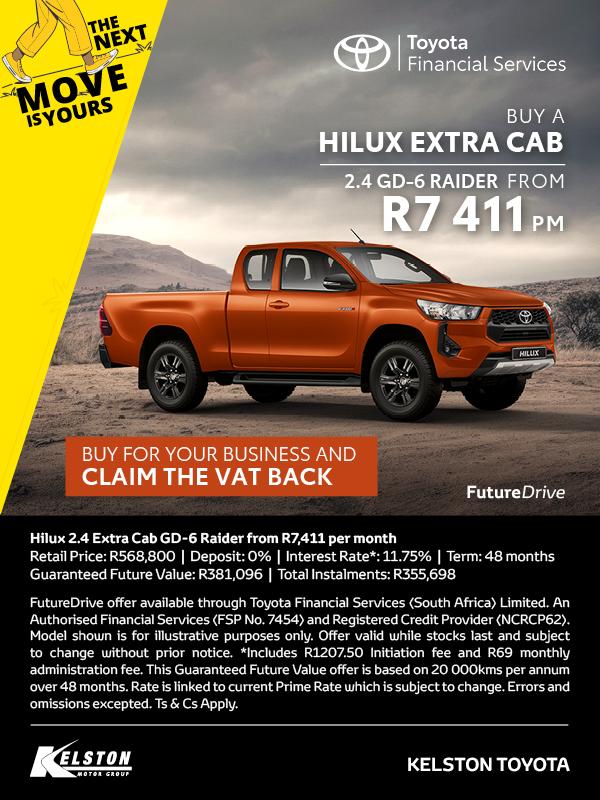 Get the Hilux 2.4 Extra Cab GD-6 Raider from R7,411pm