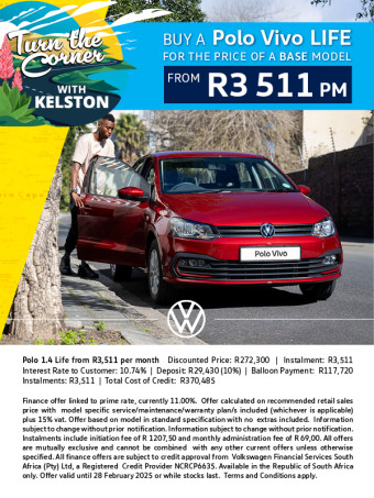 Get a Polo Vivo Life from R3,511pm
