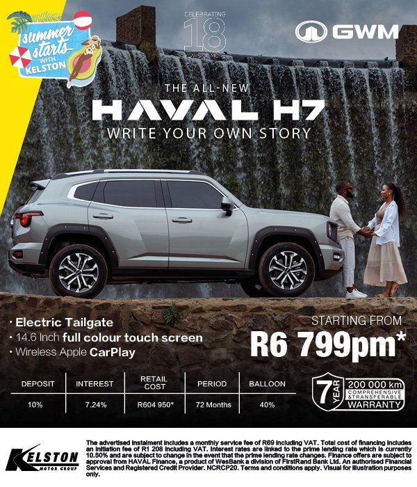 Drive the all-new HAVAL H7 from R6,799pm