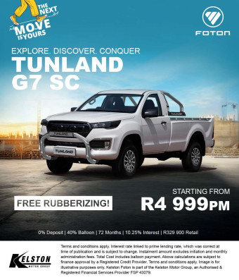 Get FREE Rubberizing when you buy a Tunland G7 Single Cab from R4,999pm