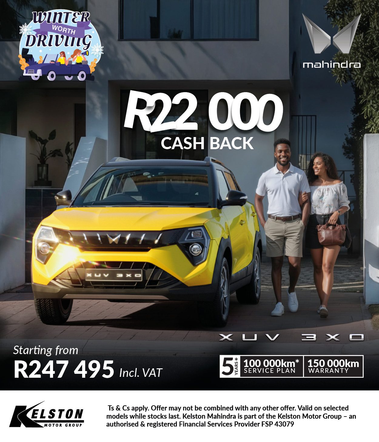 Get a R22,000 Cash Back when you buy the Mahindra XUV 3XO*