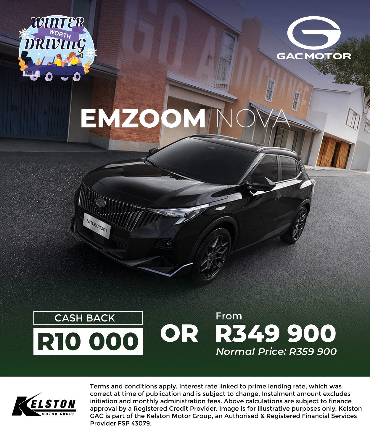 Get R10,000 Cash Back when you buy the GAC GS3 Emzoom Nova*