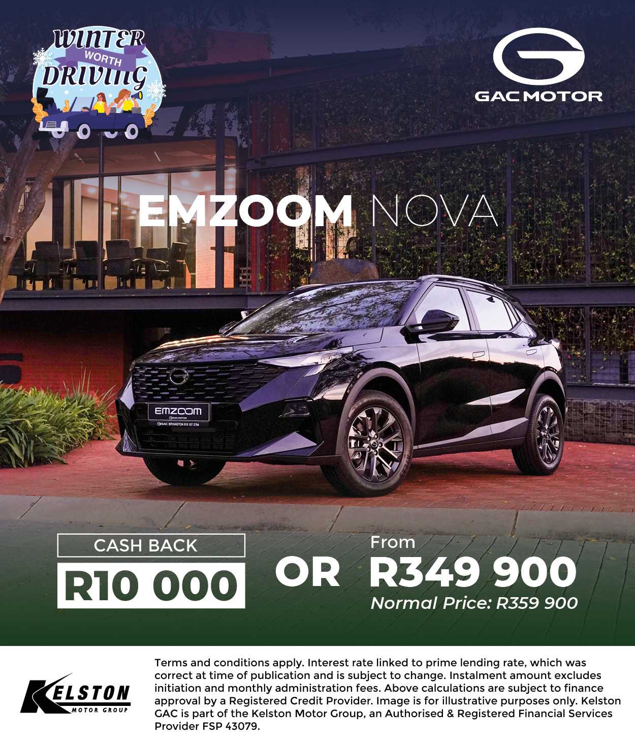 Get R10,000 Cash Back when you buy the GAC GS3 Emzoom Nova*