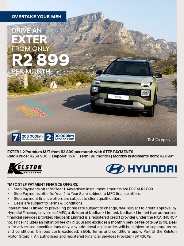 Drive the all-new Hyundai Exter from only R2,899pm
