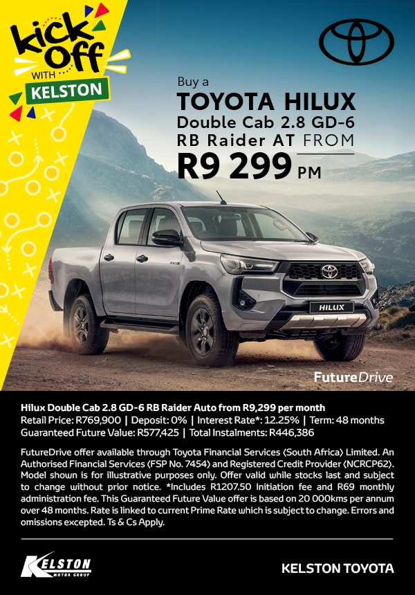 Get the New Hilux 2.8 Raider D/C AT from R9,299pm