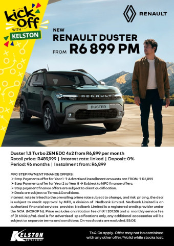 Duster 1.3 Turbo ZEN EDC 4x2 from R6,899pm