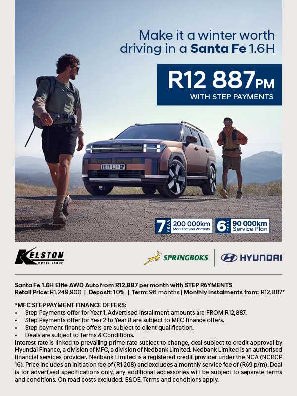 Get the Santa Fe 1.6H Elite AWD Auto from R12,887pm*