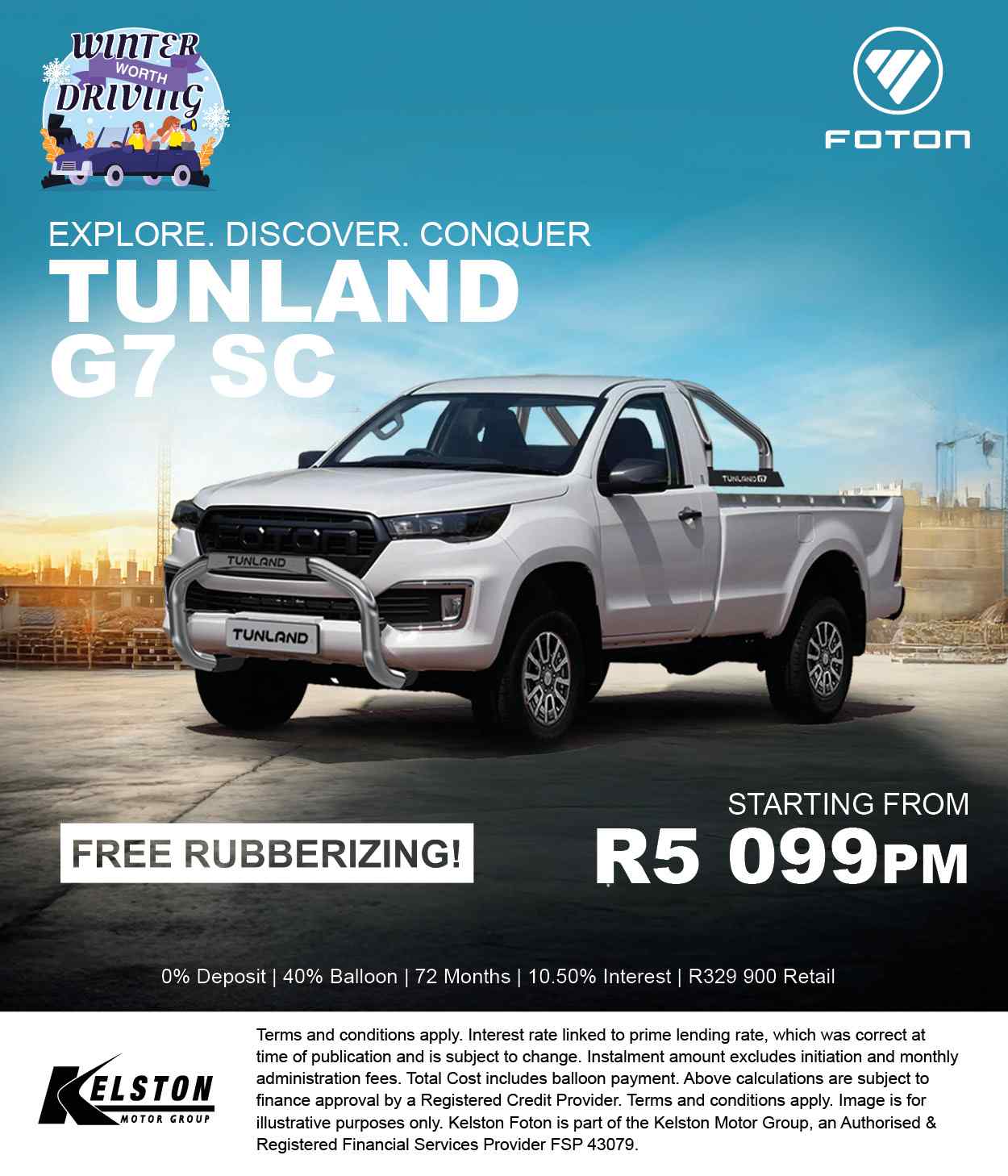 Get FREE Rubberizing when you buy a Tunland G7 Single Cab from R5,099pm