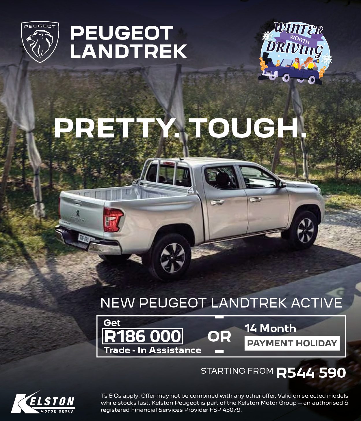Get the Landtrek Active, now with R186,000 trade-in assistance OR with a 14 Month Payment Holiday*