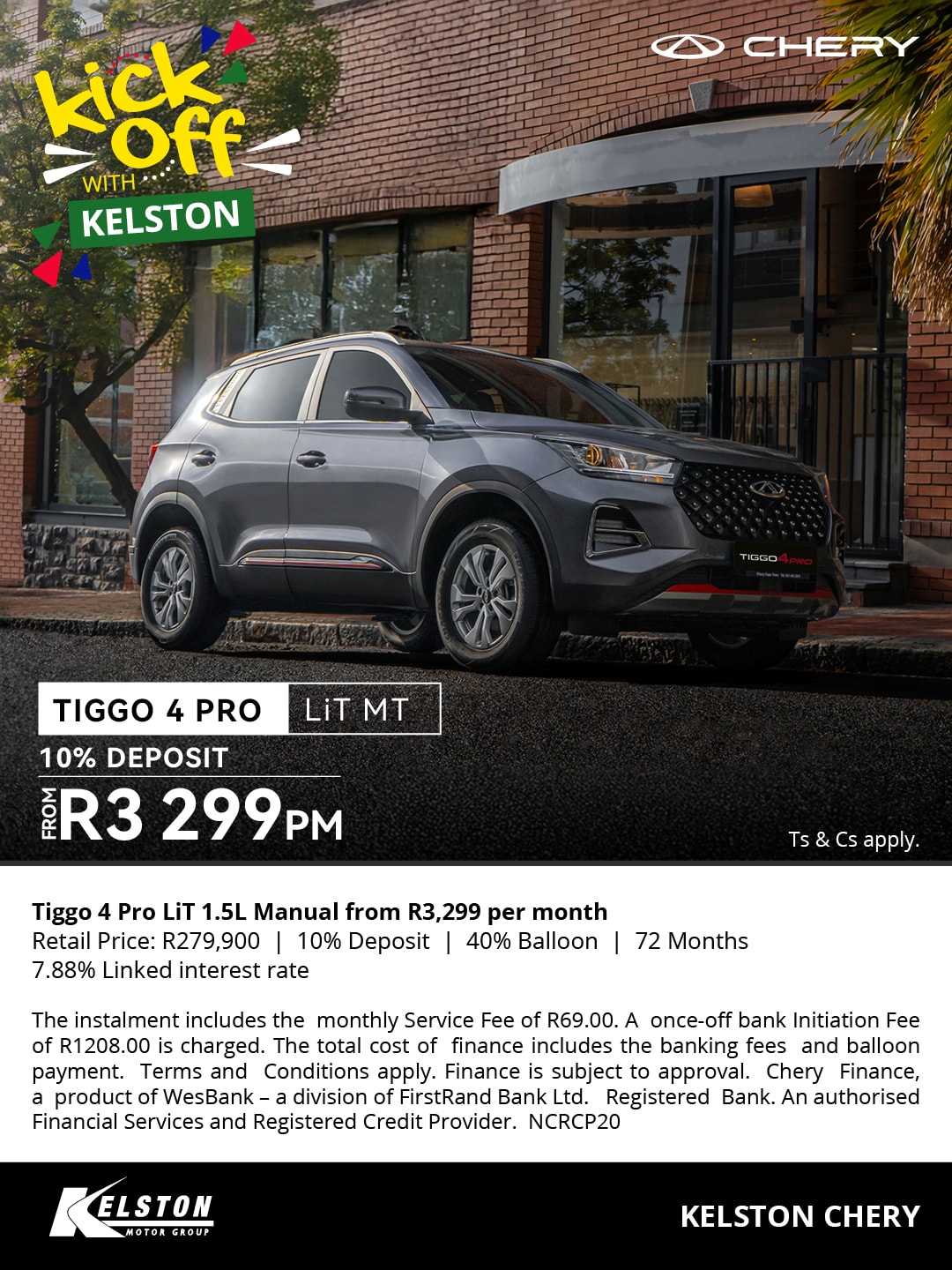 Tiggo 4 Pro LiT 1.5L Manual from R3,299 per month