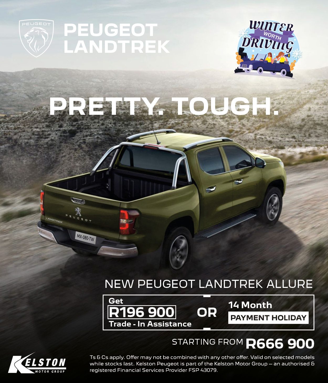 Get the Landtrek, now with R196,900 trade-in assistance OR with a 14 Month Payment Holiday*