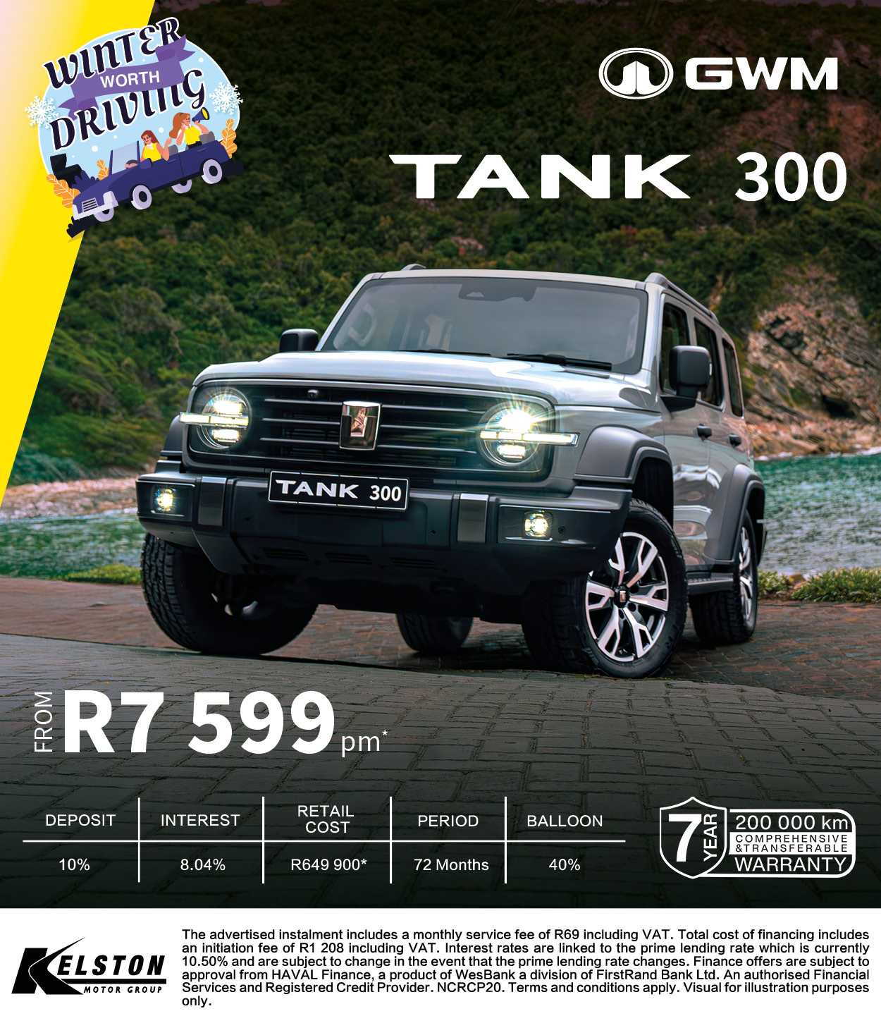 Get the GWM TANK 300 now from R7,599pm*