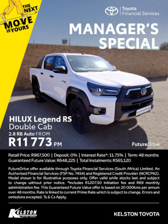 Get the Hilux Legend RS now from R11,773pm